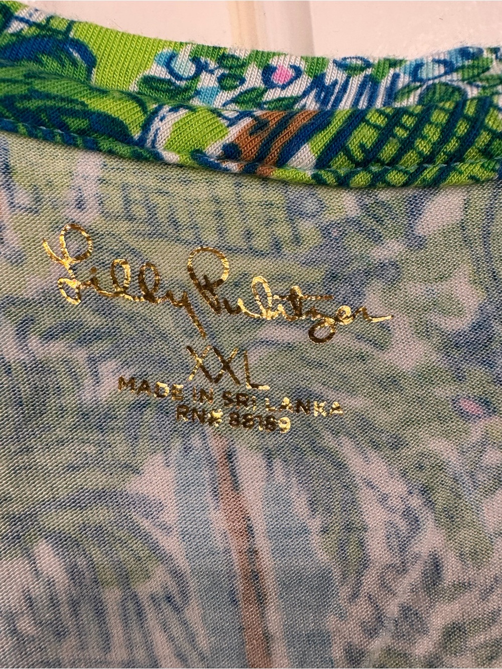 Lilly Pulitzer Green & Blue Tropical Print Top - Picture 4 of 4